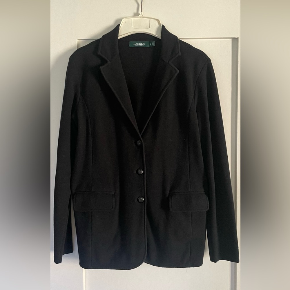Lauren Ralph Lauren black knit blazer, size L